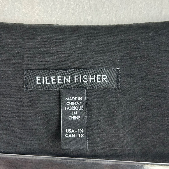 Eileen Fisher women size 1X open front jacket organic linen silk black w pockets - Picture 8 of 9